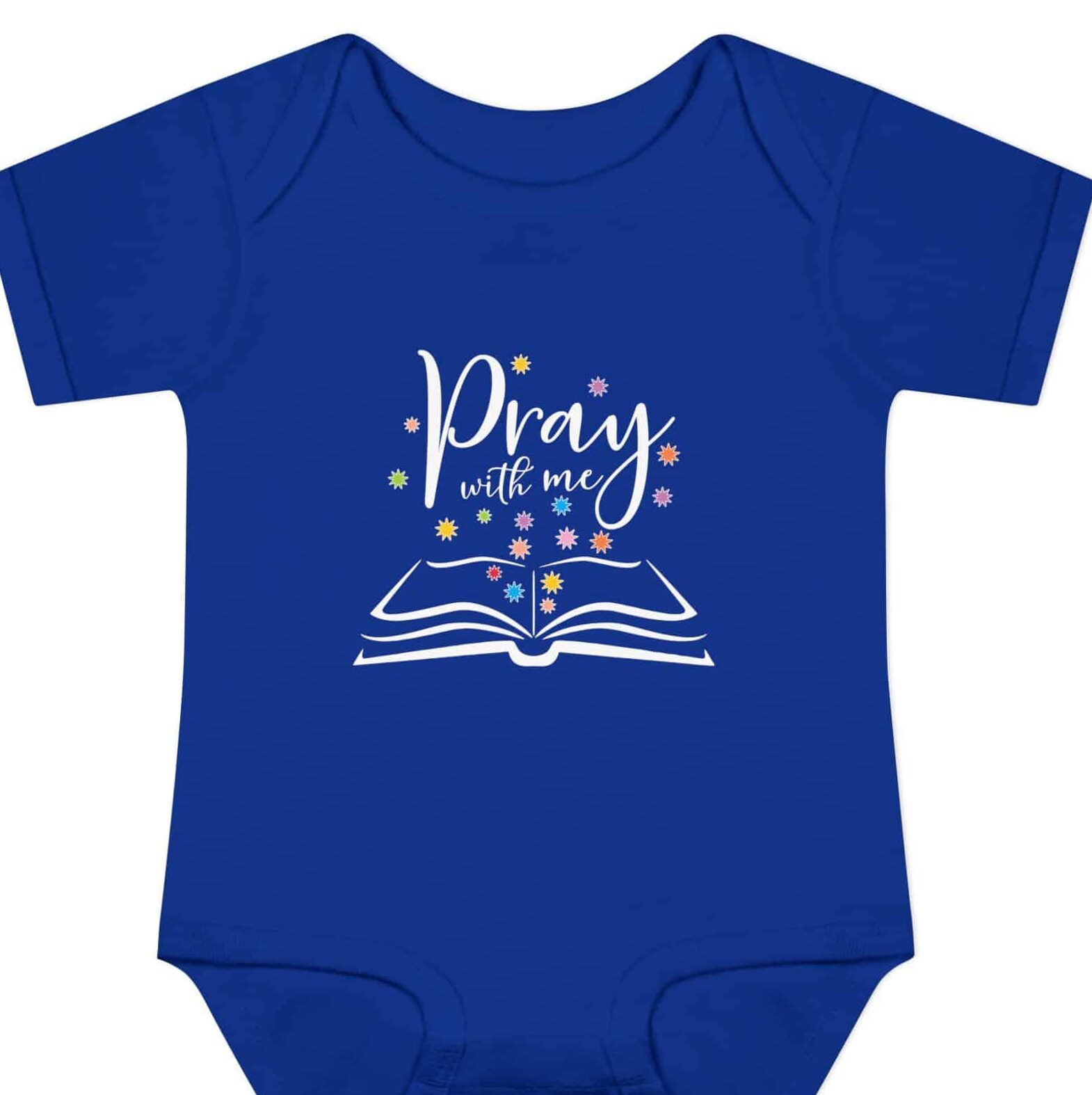 "Pray with me" infant bodysuit in royal blue