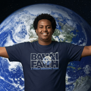 Baha'i Faith- A world-embracing religion T-shirt in navy blue
