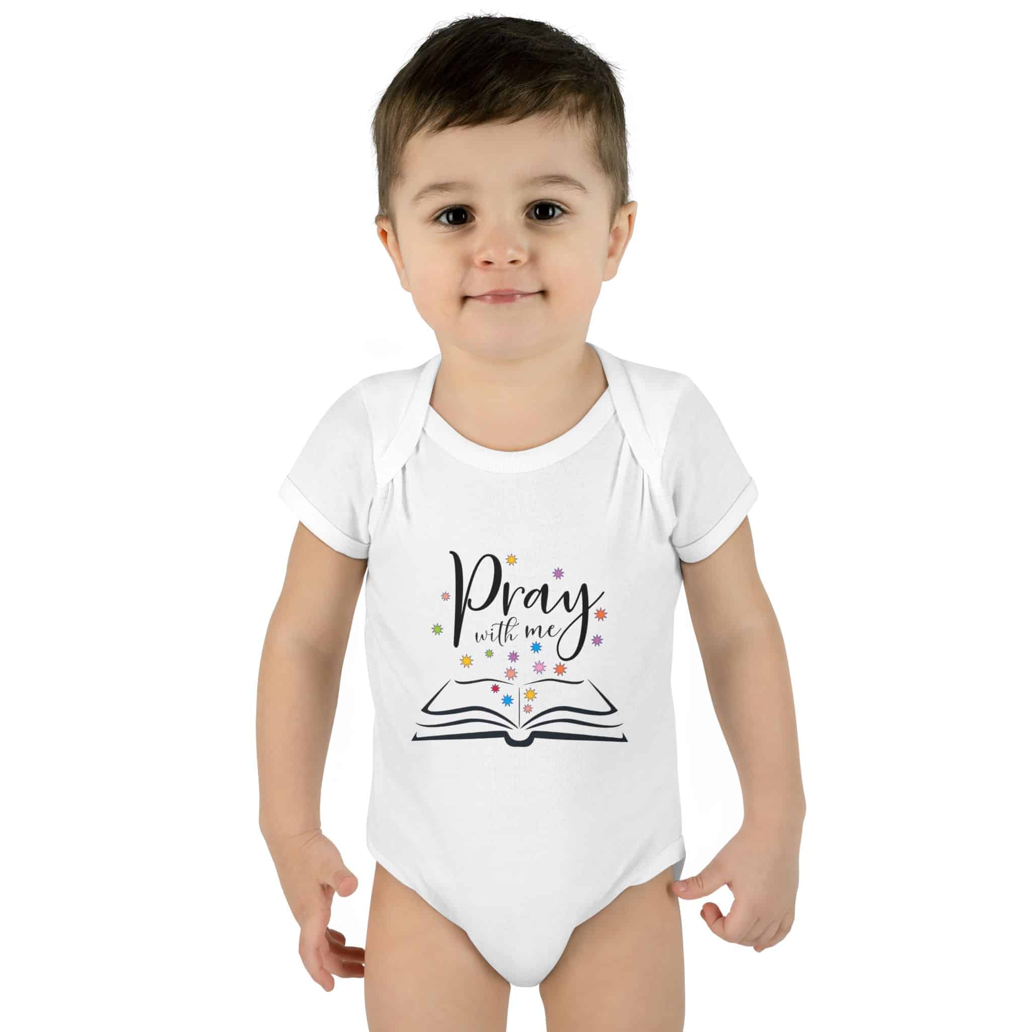 "Pray with me" Infant Baby Rib Bodysuit - Image 5