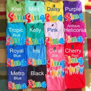 SING T-shirt Color options