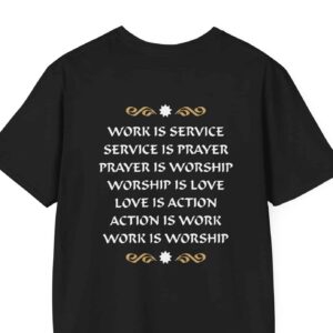Work Is Worship T-shirt in Black (back)