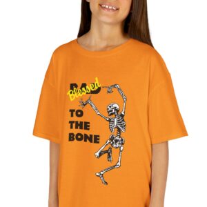 Blessed to the Bone Dancing Skeleton T-shirt in TN Orange