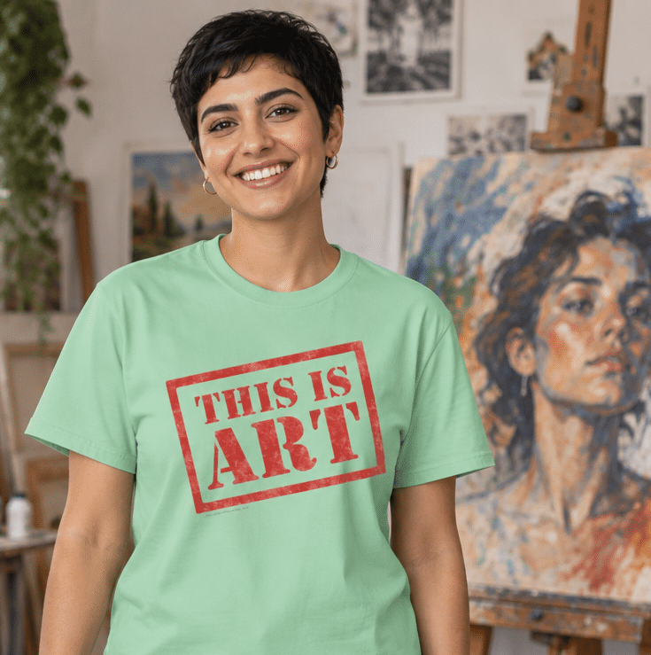 "This is ART" Stencil design T-shirt (AI mockup)